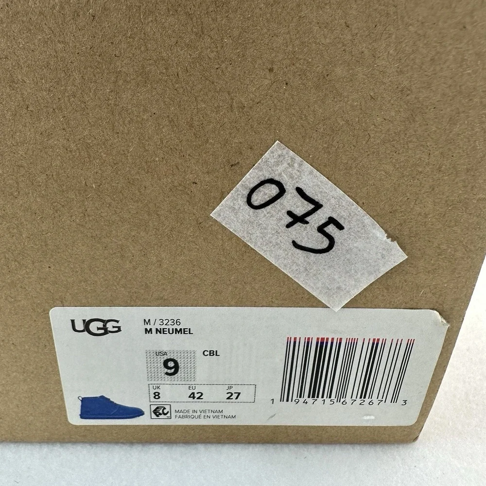 UGG Neumel Boot Cobalt Blue Suede Sheepskin Men's Size 9 With Box